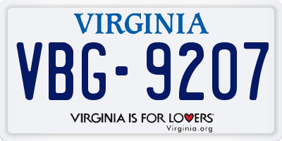 VA license plate VBG9207