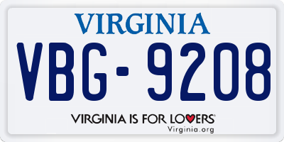 VA license plate VBG9208