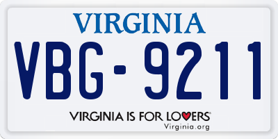 VA license plate VBG9211