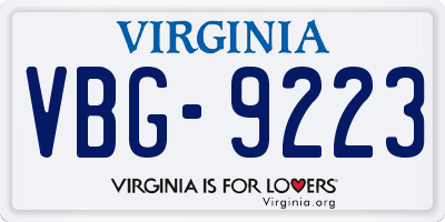 VA license plate VBG9223