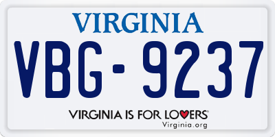 VA license plate VBG9237