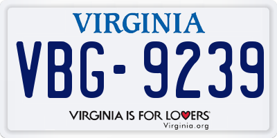 VA license plate VBG9239