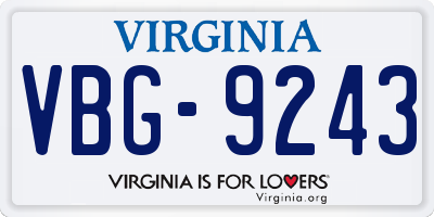VA license plate VBG9243