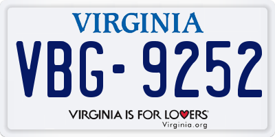VA license plate VBG9252
