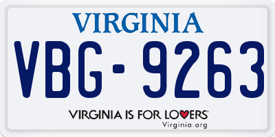 VA license plate VBG9263