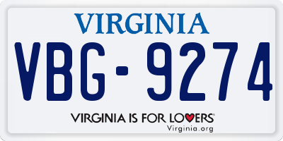 VA license plate VBG9274