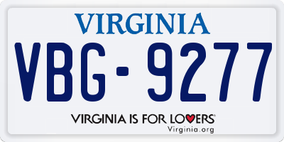 VA license plate VBG9277