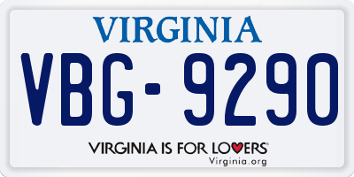 VA license plate VBG9290