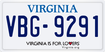 VA license plate VBG9291