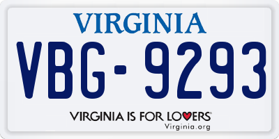 VA license plate VBG9293