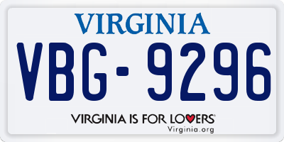 VA license plate VBG9296