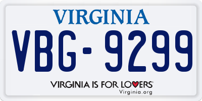 VA license plate VBG9299