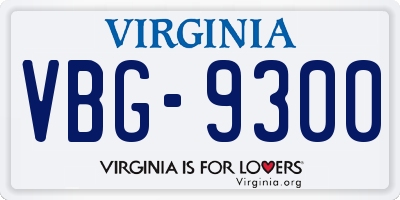 VA license plate VBG9300