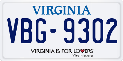 VA license plate VBG9302