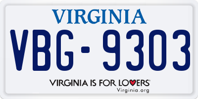 VA license plate VBG9303