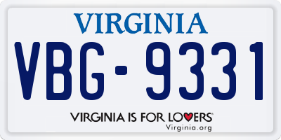 VA license plate VBG9331