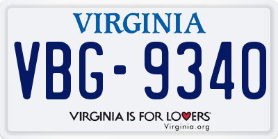 VA license plate VBG9340