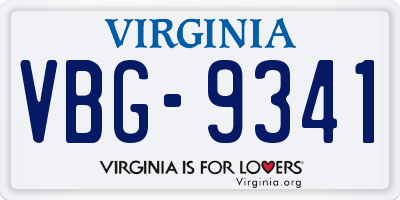 VA license plate VBG9341