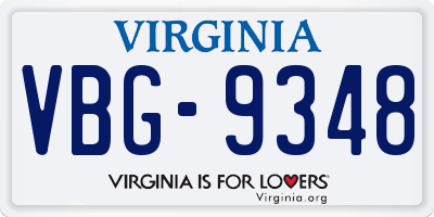 VA license plate VBG9348