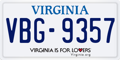 VA license plate VBG9357