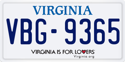 VA license plate VBG9365