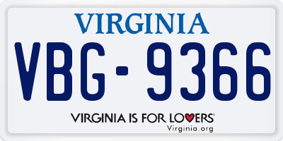 VA license plate VBG9366