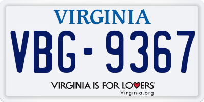 VA license plate VBG9367