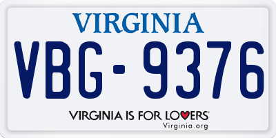 VA license plate VBG9376