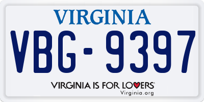 VA license plate VBG9397