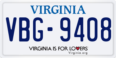 VA license plate VBG9408