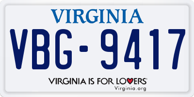 VA license plate VBG9417