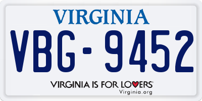 VA license plate VBG9452