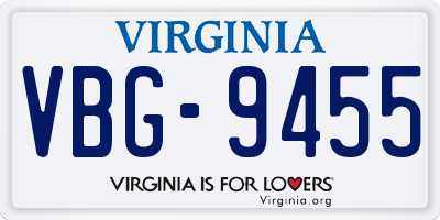 VA license plate VBG9455