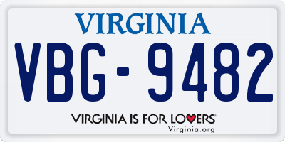 VA license plate VBG9482