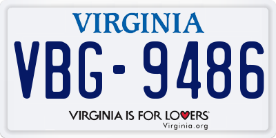 VA license plate VBG9486