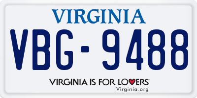 VA license plate VBG9488