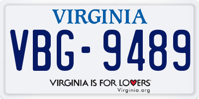 VA license plate VBG9489