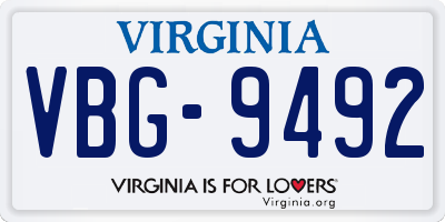 VA license plate VBG9492