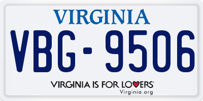VA license plate VBG9506