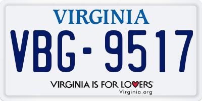 VA license plate VBG9517