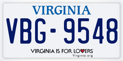 VA license plate VBG9548