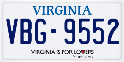 VA license plate VBG9552
