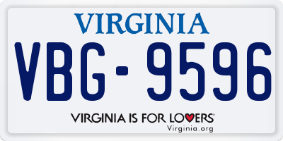 VA license plate VBG9596