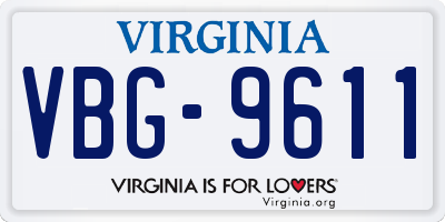 VA license plate VBG9611