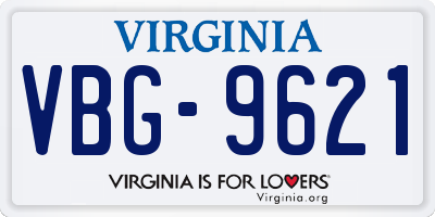 VA license plate VBG9621