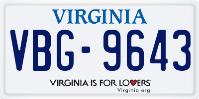 VA license plate VBG9643