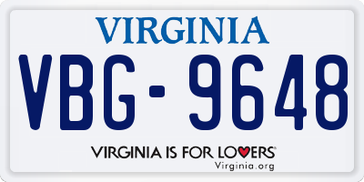 VA license plate VBG9648