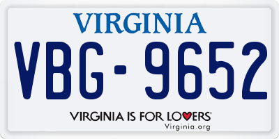 VA license plate VBG9652
