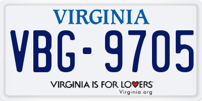 VA license plate VBG9705