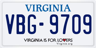 VA license plate VBG9709